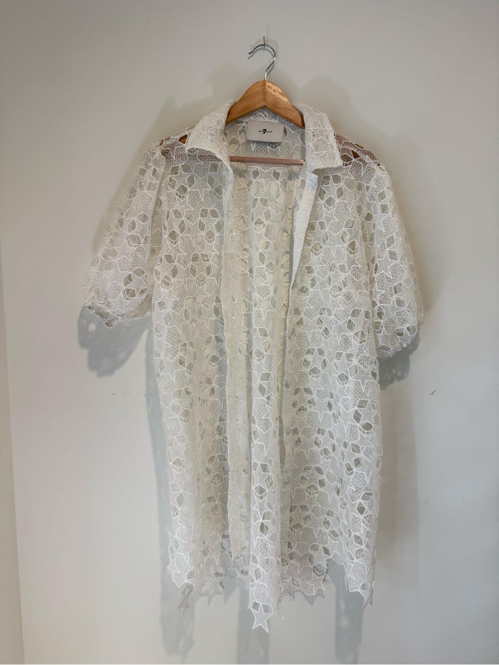 7 For All Man Kind White Star Lace Button-up Tunic Dress